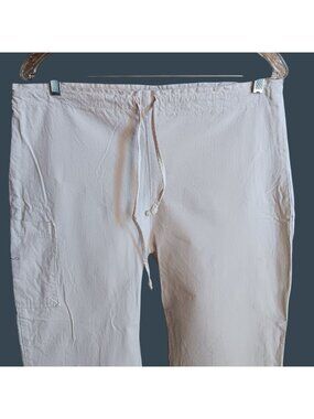 32x31 True Vintage Pants White Canvas Cotton Drawstring Relaxed Fit Boho 1970's